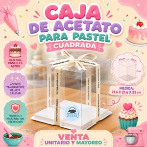 CAJA DE ACETATO PARA PASTEL "CUADRADA"