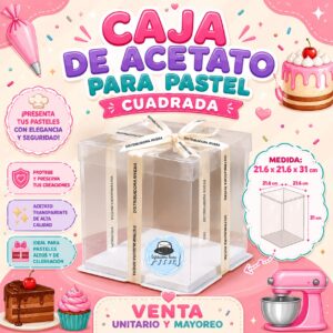 CAJA DE ACETATO PARA PASTEL "CUADRADA"