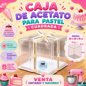 CAJA DE ACETATO PARA PASTEL "CUADRADA"