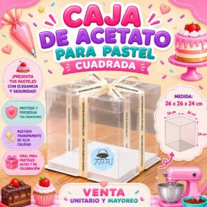 CAJA DE ACETATO PARA PASTEL "CUADRADA"