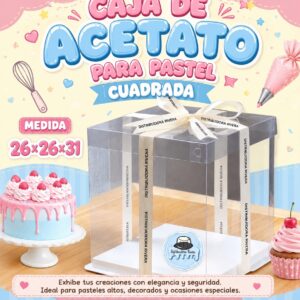 CAJA DE ACETATO PARA PASTEL "CUADRADA"
