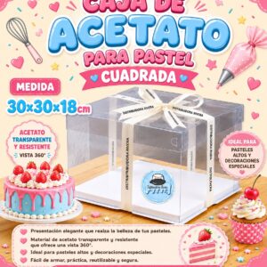 CAJA DE ACETATO PARA PASTEL «CUADRADA»