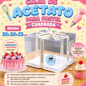 CAJA DE ACETATO PARA PASTEL «CUADRADA»