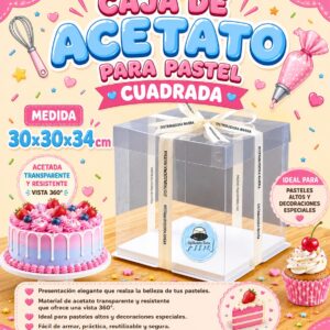 CAJA DE ACETATO PARA PASTEL «CUADRADA»