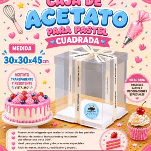CAJA DE ACETATO PARA PASTEL «CUADRADA»