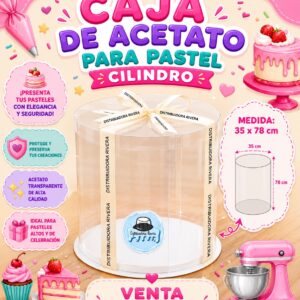 CAJA DE ACETATO PARA PASTEL «CILINDRO»