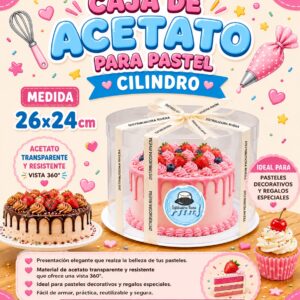 CAJA DE ACETATO PARA PASTEL "CILINDRO"