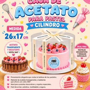 CAJA DE ACETATO PARA PASTEL «CILINDRO»